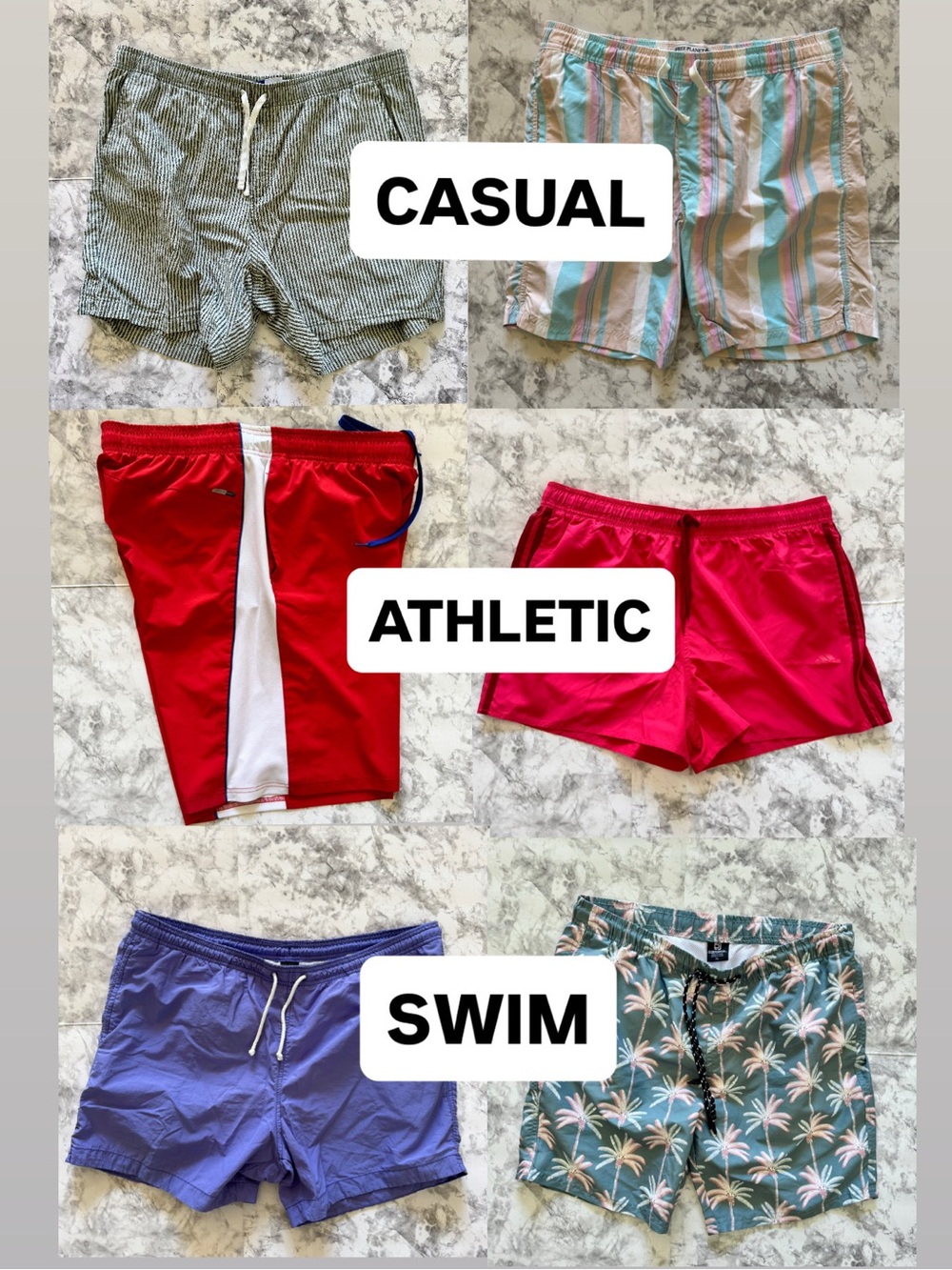 Men’s Shorts Size XL Lot of 6 - Casual, Athletic & Swim - Excellent condition!
